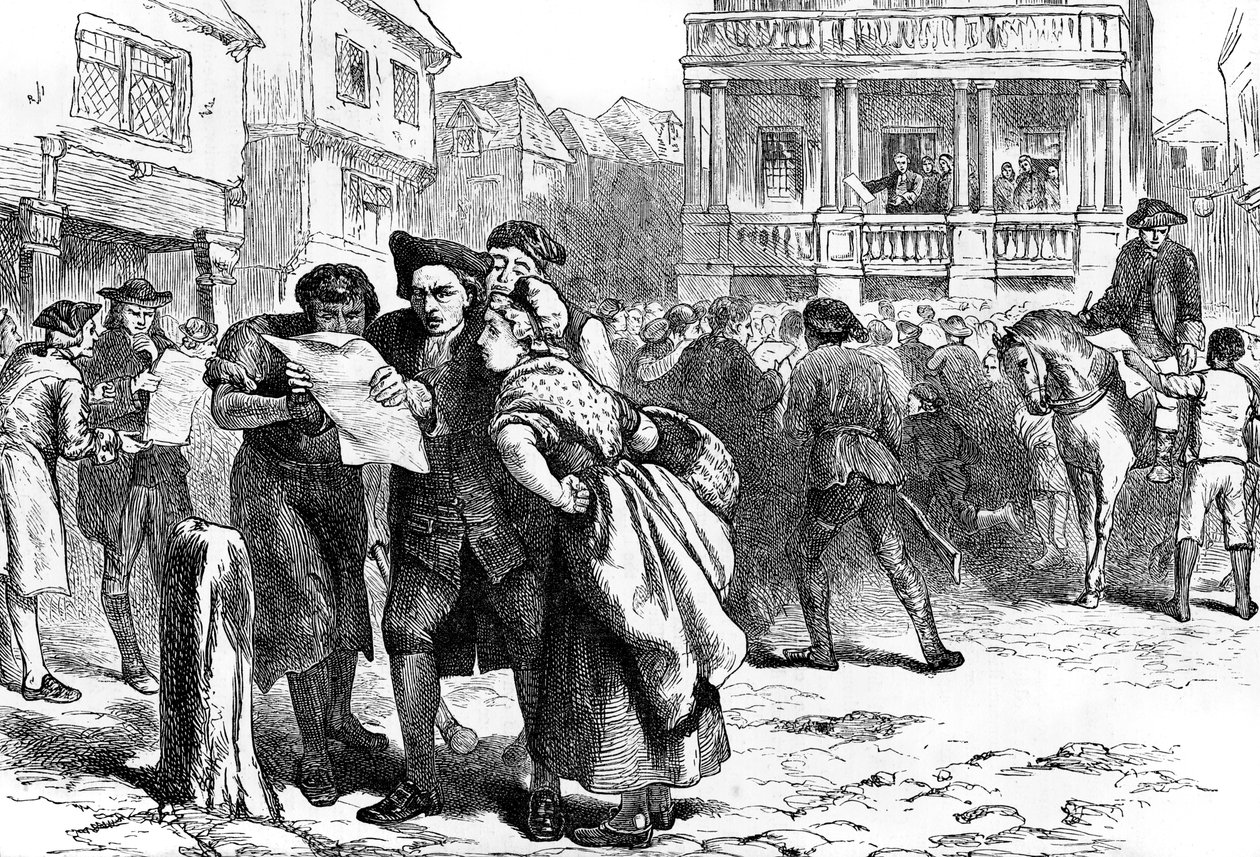 Bostonians che leggono il Stamp Act, 1765 c1880 da Unbekannt
