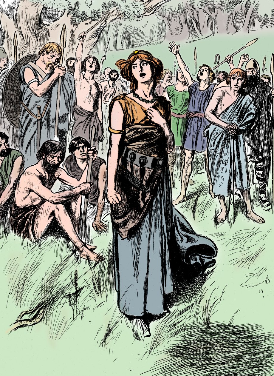 Boudicca Boadicea, regina britannica degli Iceni del I secolo, che raduna le sue truppe, c. 1900 da Unbekannt