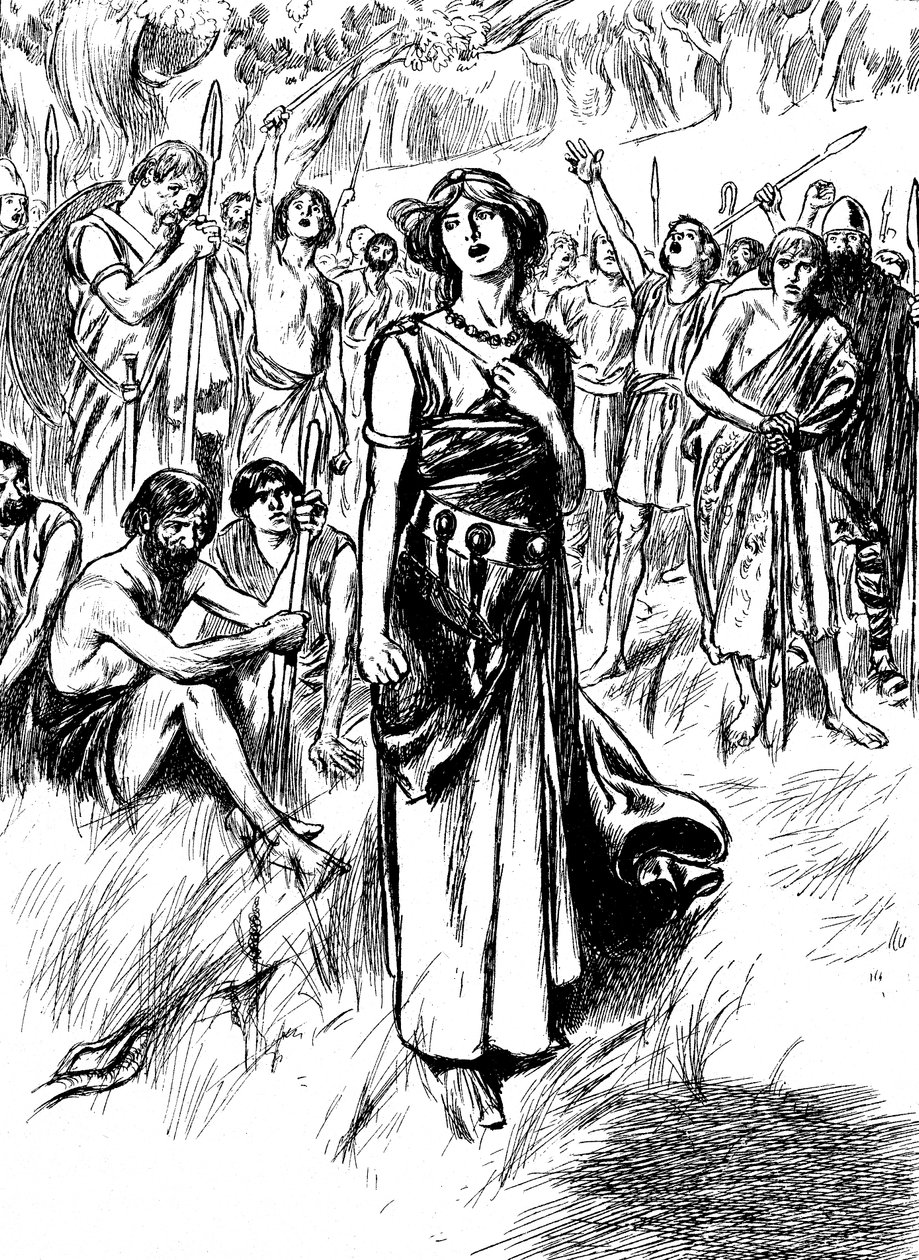 Boudicca Boadicea, regina britannica degli Iceni del I secolo, che raduna le sue truppe, c1900 da Unbekannt