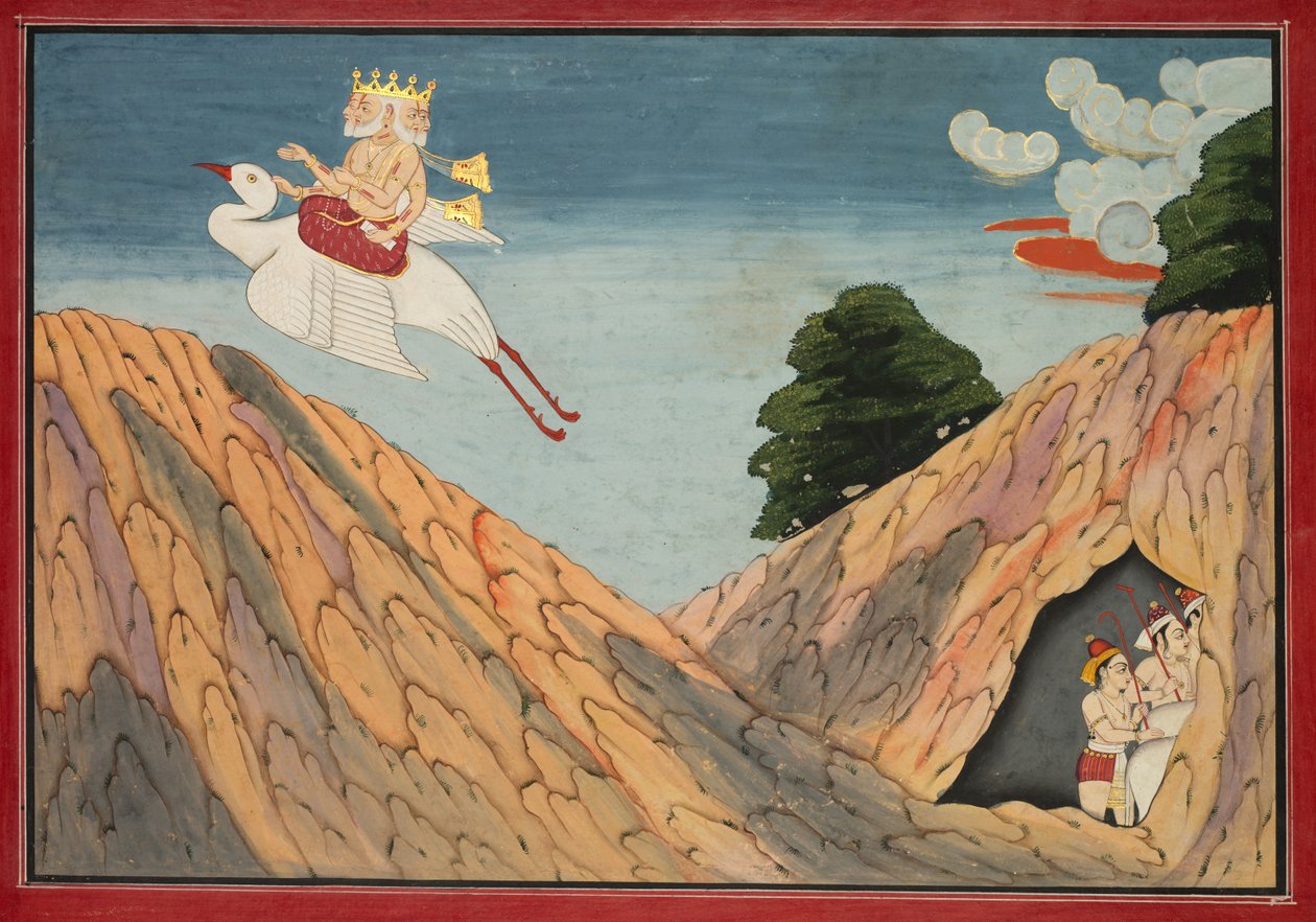 Brahma Nasconde i Mandriani e i Vitelli nella Grotta, pagina da un Bhagavata Purana, c. 1760-1765 da Unbekannt