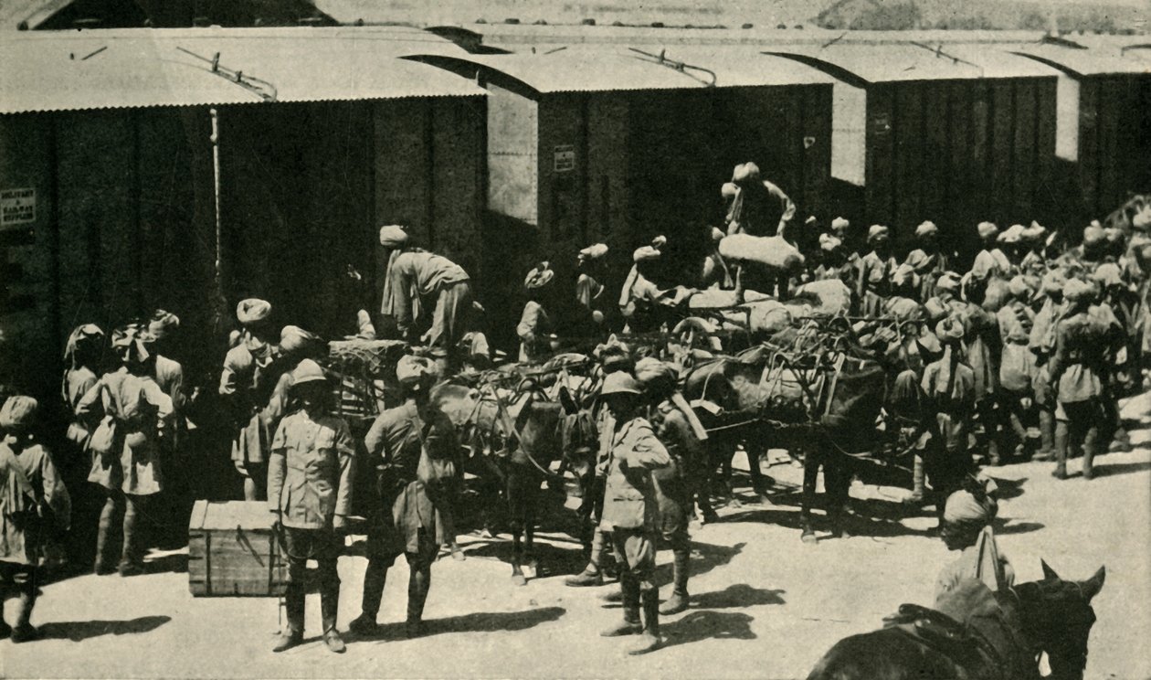 Soldati britannici e indiani a Bombay, India, Prima Guerra Mondiale, 1914 da Unbekannt