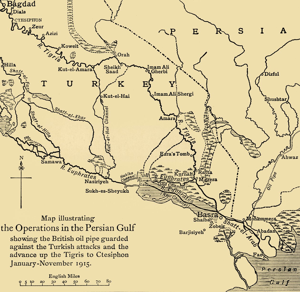 Oleodotto britannico in Medio Oriente, Prima Guerra Mondiale, 1915, c1920 da Unbekannt