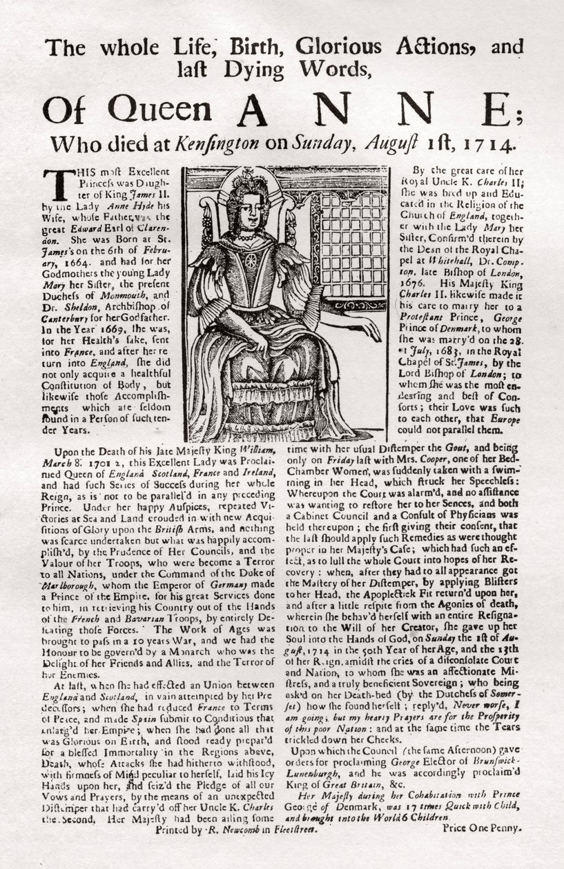 Manifesto pubblicato alla morte della regina Anna, 1714 1906 da Unbekannt