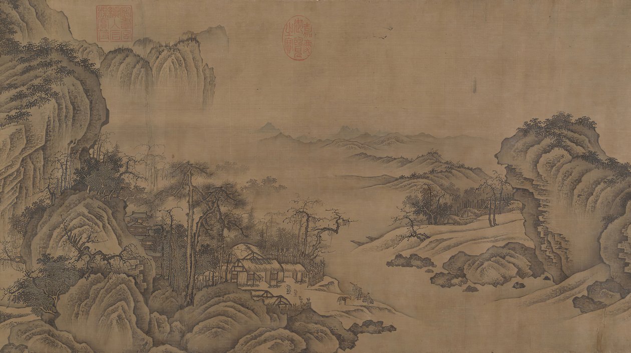 Templi buddisti tra montagne autunnali, XIV secolo da Unbekannt