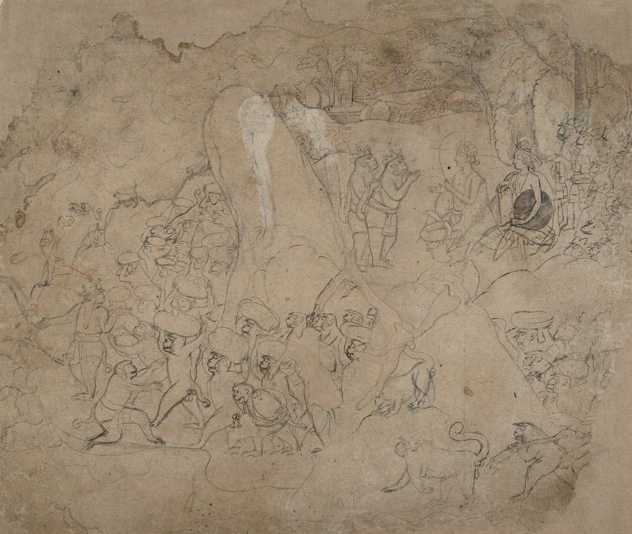 Costruzione del Ponte per Lanka, ca. 1800 da Unbekannt
