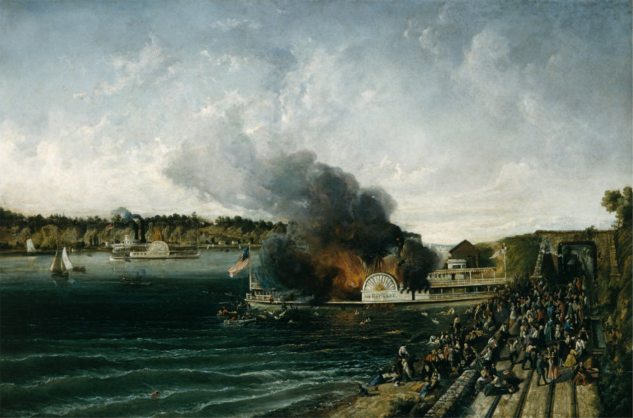 Incendio del Ruota a Pale Henry Clay, ca. 1854-60 da Unbekannt