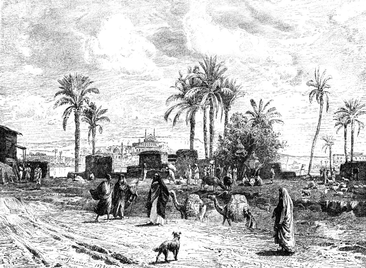 Il Cairo visto dalla riva sinistra del Nilo, 1881 da Unbekannt