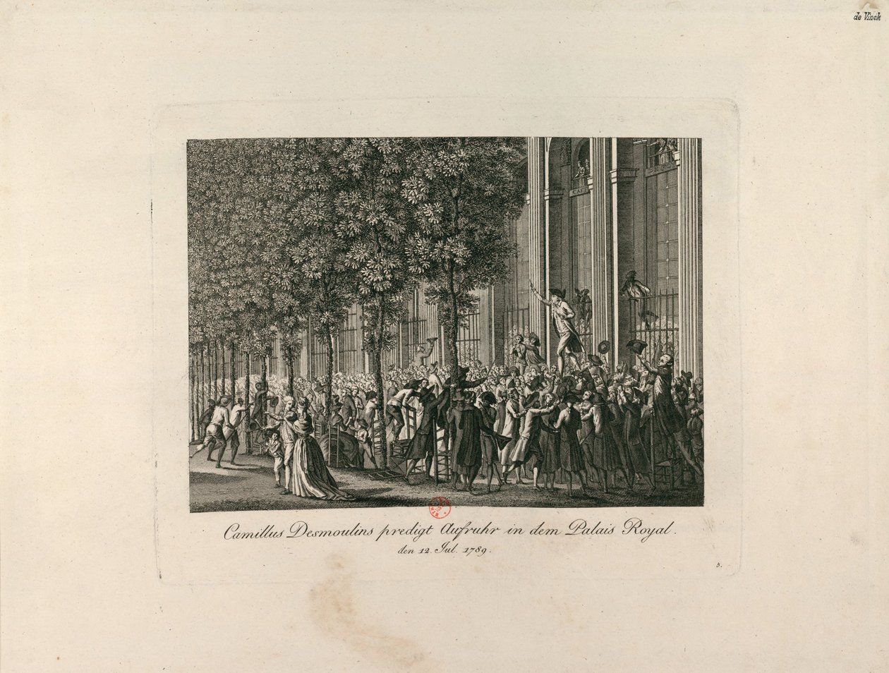 Camille Desmoulins nei Giardini del Palais Royal da Unbekannt