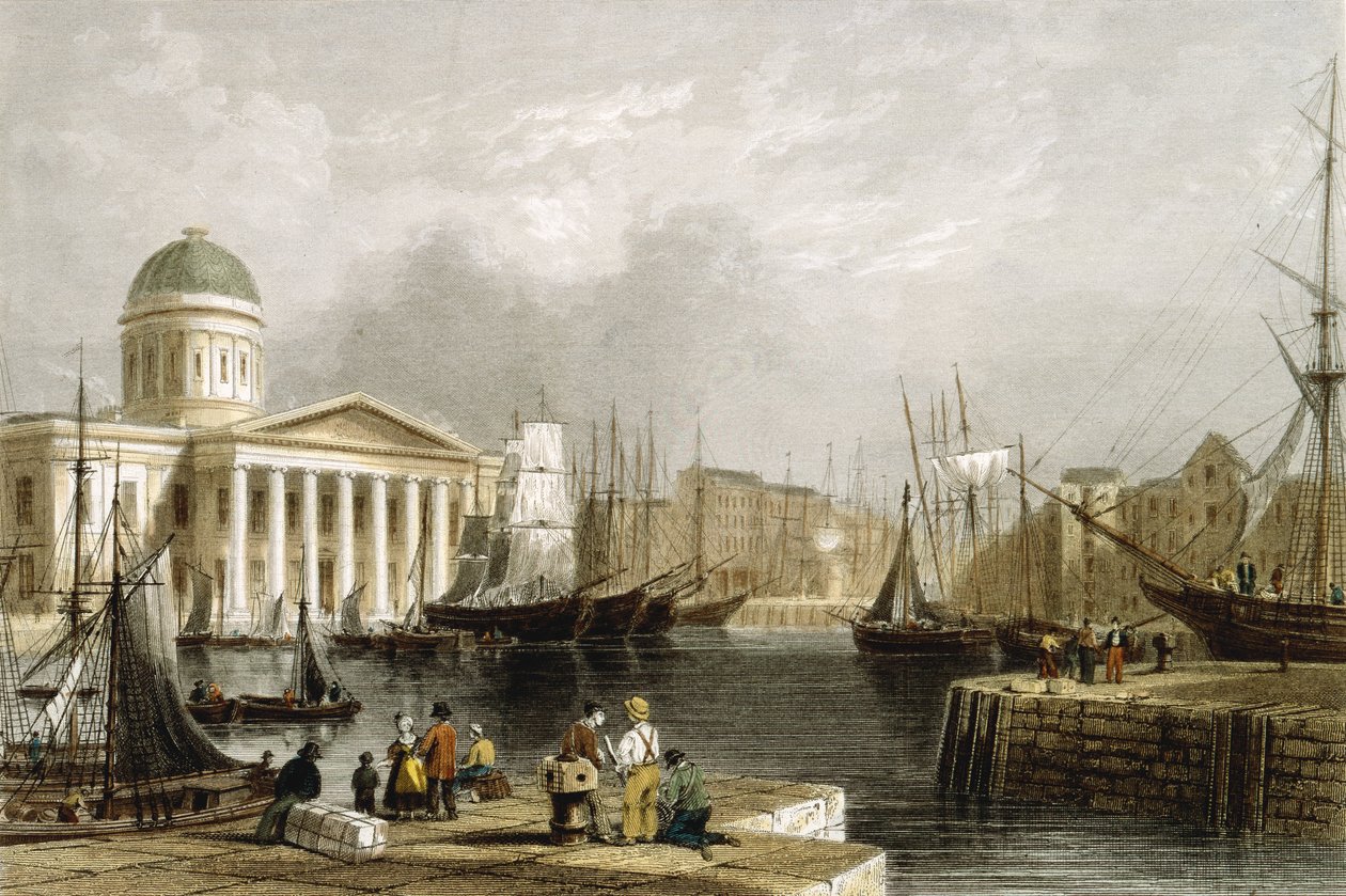 Canning Dock, Liverpool, con la Dogana, 1841 da Unbekannt