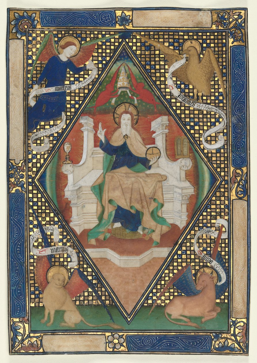 Pagina del Canone da un Messale: Cristo in Maestà con Evangelisti da Unbekannt