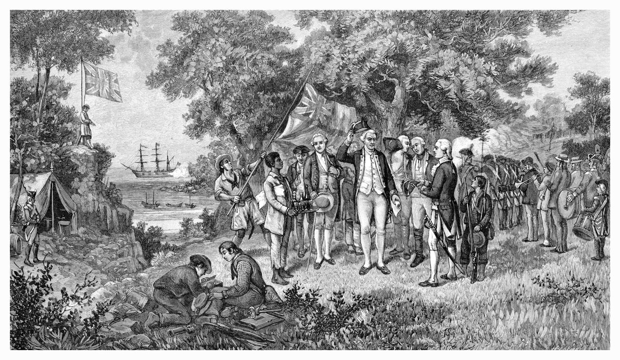 Il capitano Cook rivendica Botany Bay, Nuovo Galles del Sud, Australia, 1770 da Unbekannt