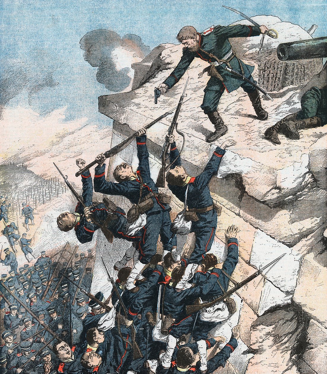 Il capitano Lebedief difende eroicamente il bastione a Port Arthur, Guerra russo-giapponese, 1904-1905 da Unbekannt