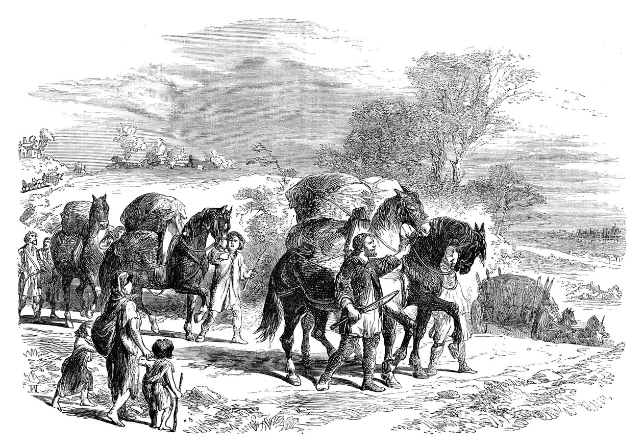 Trasporto di pane a Londra su cavalli da soma, c1895 da Unbekannt