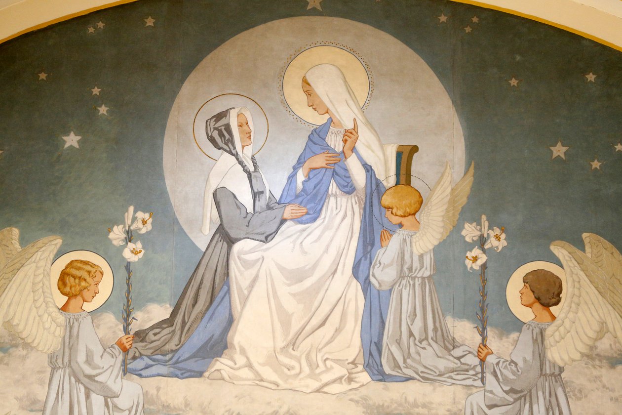 Caterina Labouré e la Vergine Maria. Affresco. Cappella della Madonna della Medaglia Miracolosa, Parigi da Unbekannt