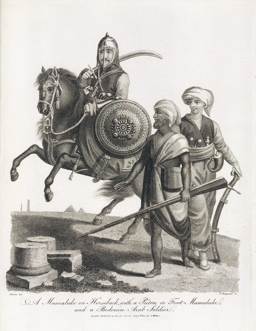 Cavaliere mamelucco e soldati della fanteria mamelucca e beduina, 1804 da Unbekannt
