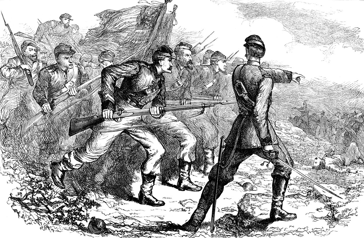 Carica dei Federali a Corinth, Guerra Civile Americana, c. 1880 da Unbekannt