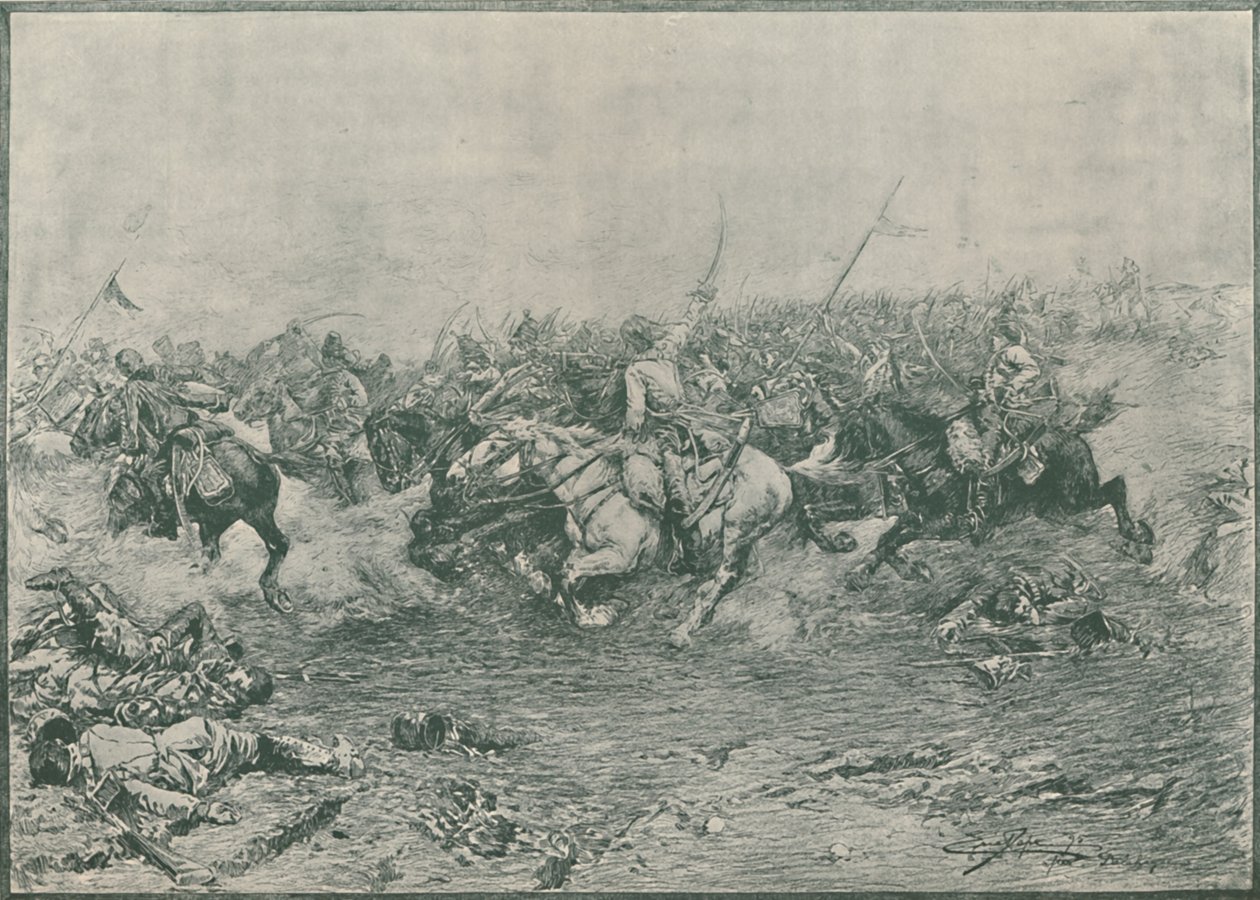 Carica del dodicesimo ussari alla battaglia di Marengo, 1800, 1896 da Unbekannt