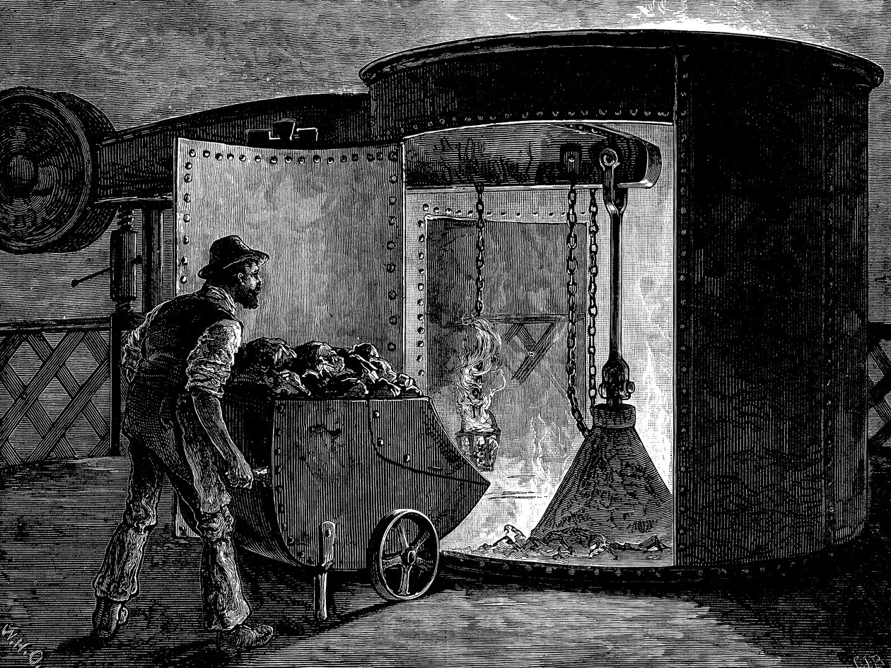 Caricare un altoforno presso le Govan Iron Works, Scozia, c. 1885 da Unbekannt