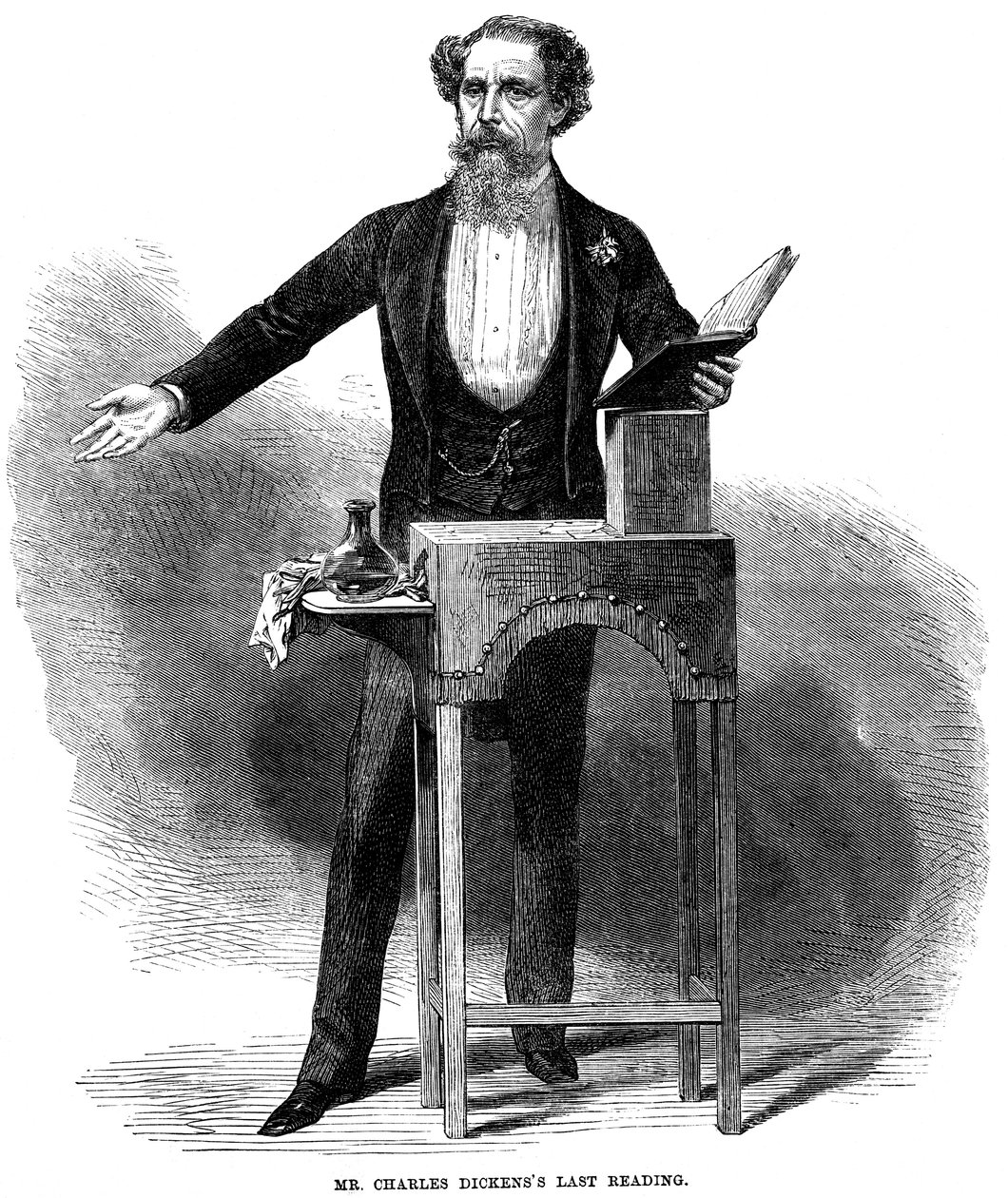 Charles Dickens che tiene la sua ultima lettura pubblica a St James