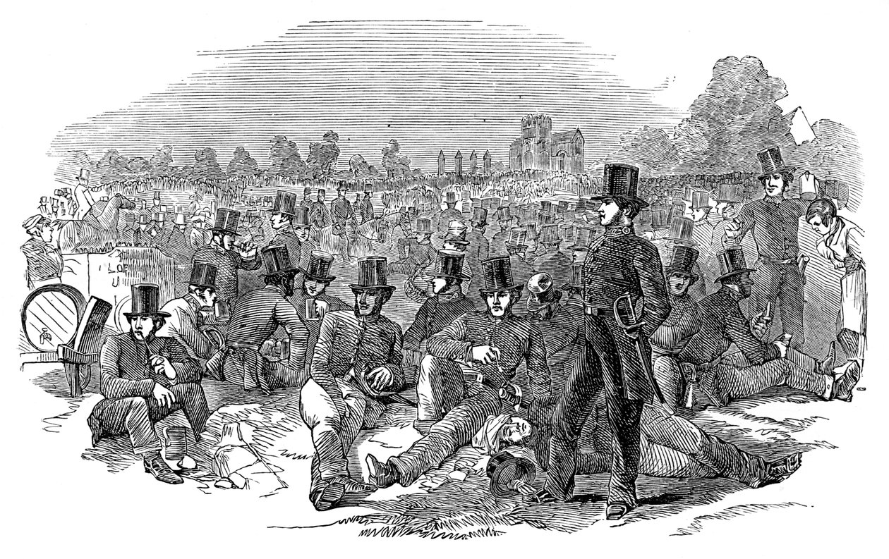 Agitazione Chartista, la forza di polizia su Bonners Fields, 1848, 1900 da Unbekannt