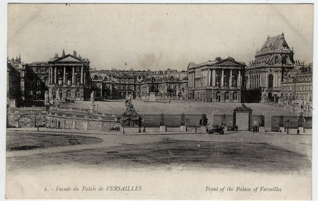Castello di Versailles: vista della facciata - Cartolina fine XIX-inizio XX secolo da Unbekannt
