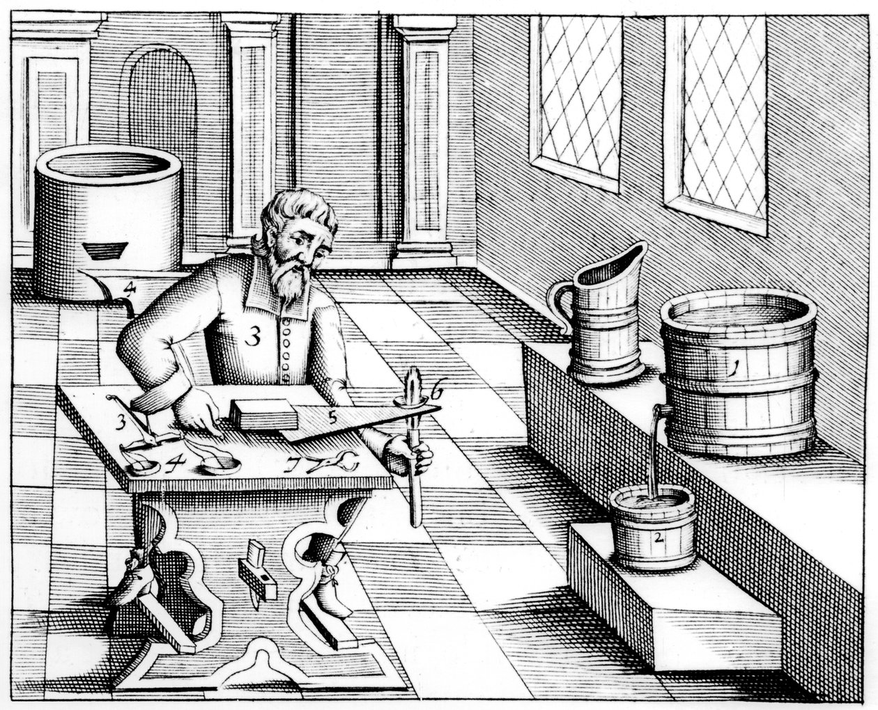 Controllo della qualità del salnitro, nitrato di potassio, o KN03, 1683 da Unbekannt
