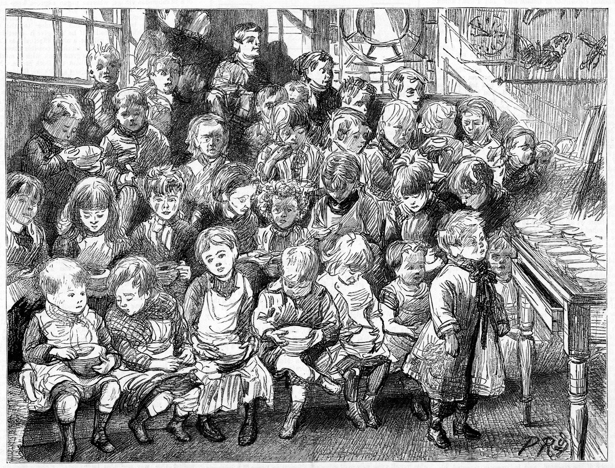 Bambini in attesa della zuppa all