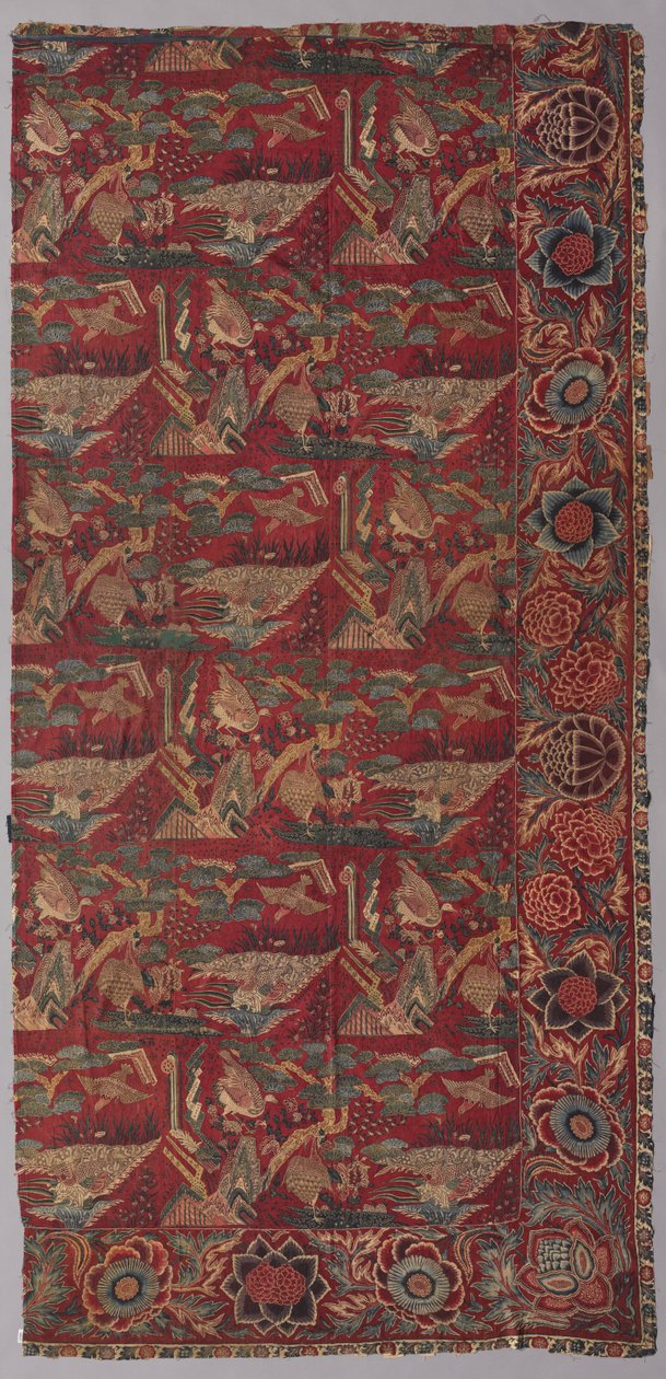 Coperta o tenda da letto chintz con motivo ispirato al Giappone, metà destra, prima metà del 1700 da Unbekannt