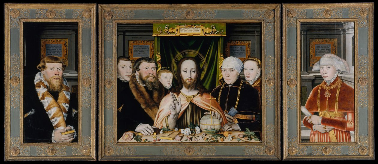 Cristo benedicente, circondato da una famiglia di donatori, ca. 1573-82 da Unbekannt