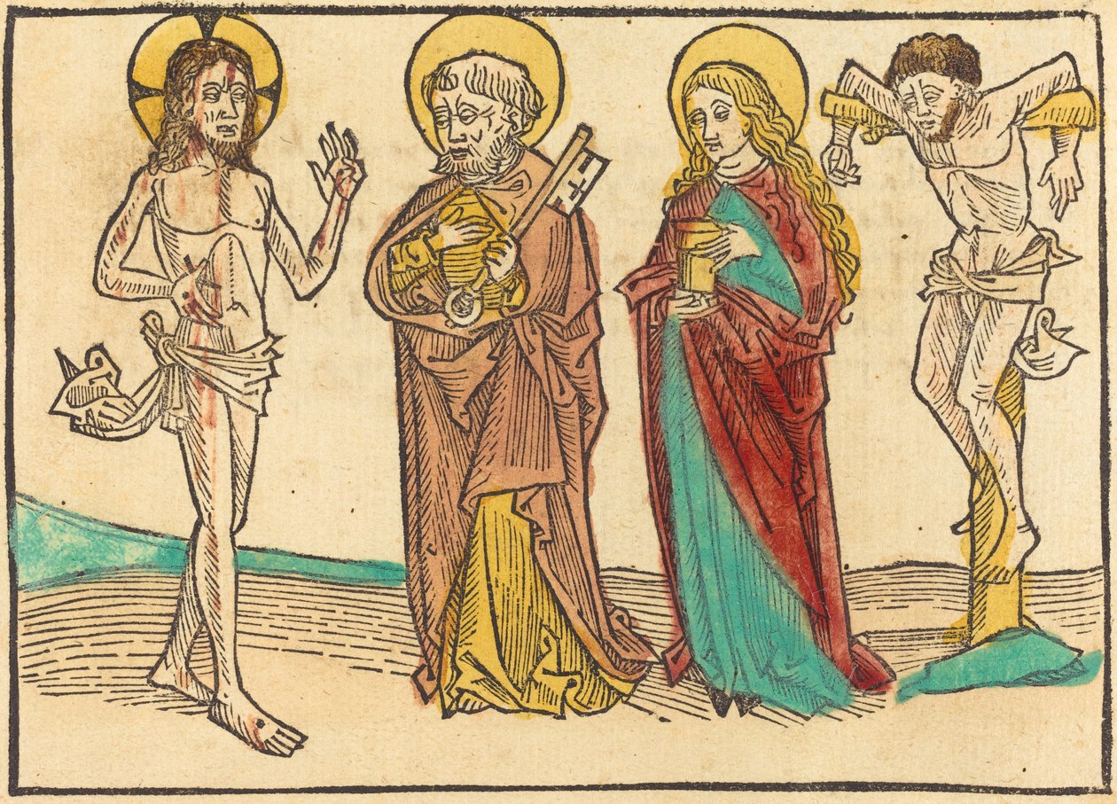 Cristo mostra le sue ferite a Pietro, la Maddalena e il Buon Ladrone, 1480-1490 da Unbekannt