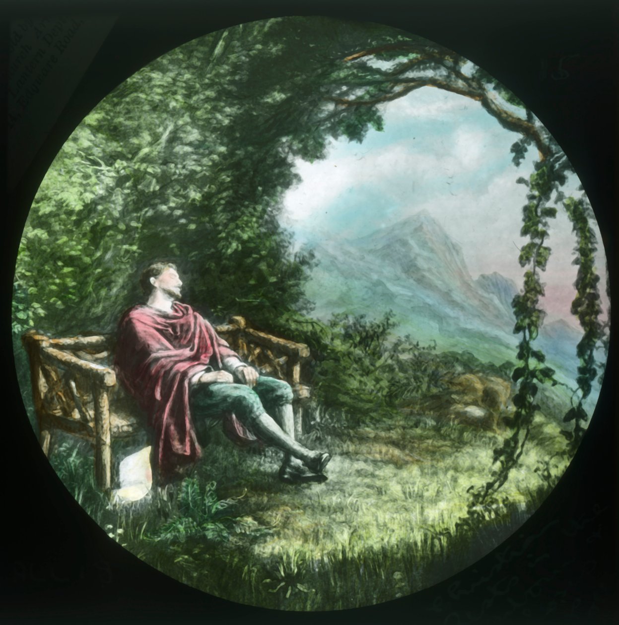 Christian riposa nel pergolato e perde il suo rotolo, c1910 da Unbekannt