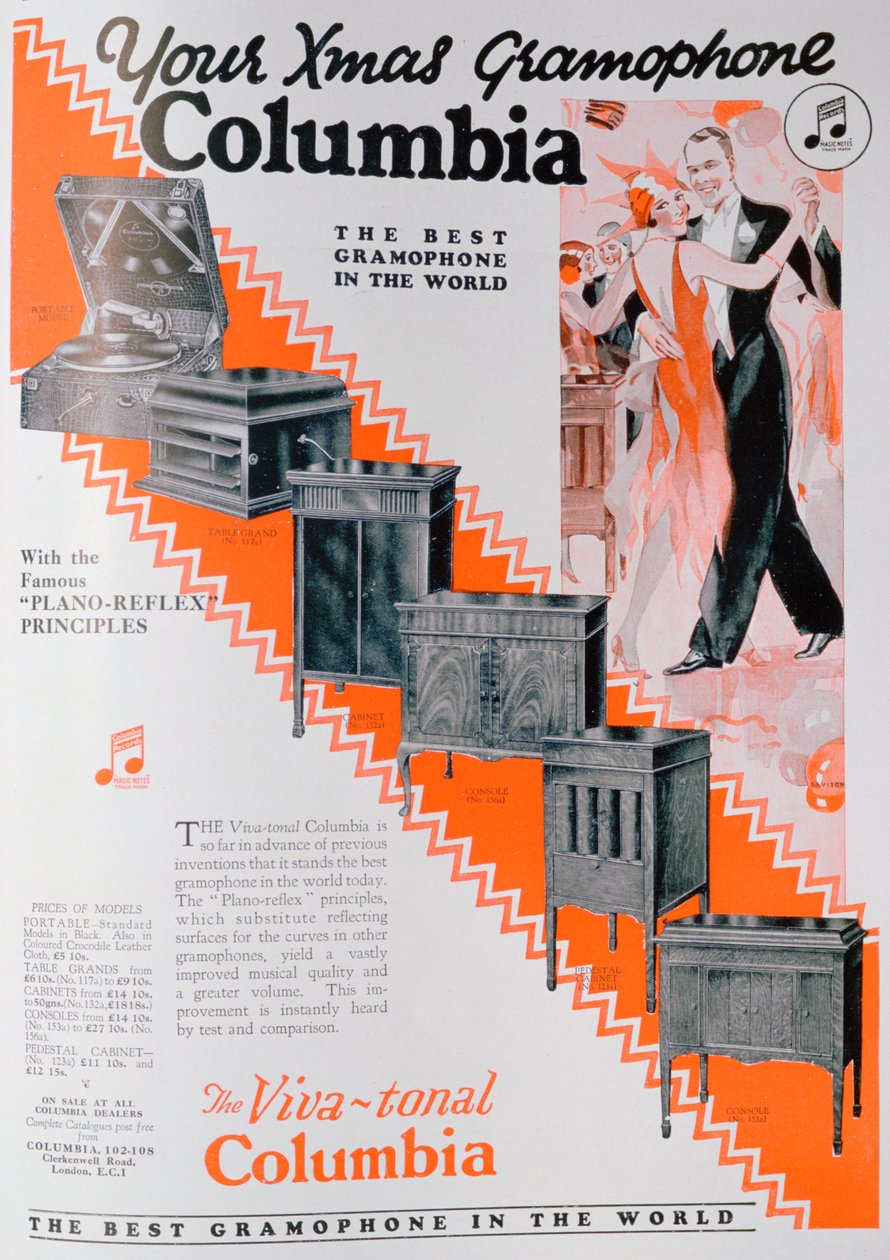 Pubblicità natalizia per i grammofoni Columbia, 1929 da Unbekannt