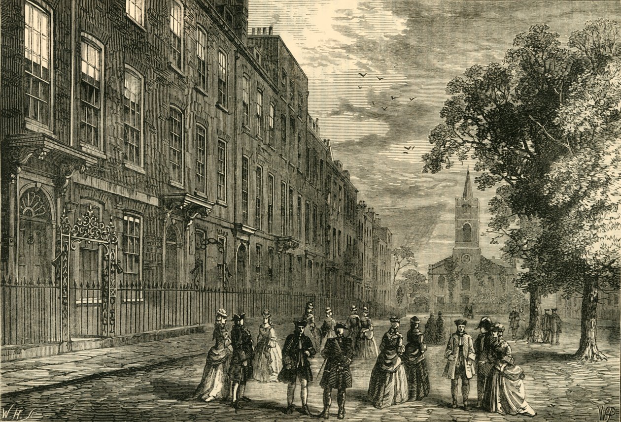 Church Row, Hampstead, nel 1750, c1876 da Unbekannt