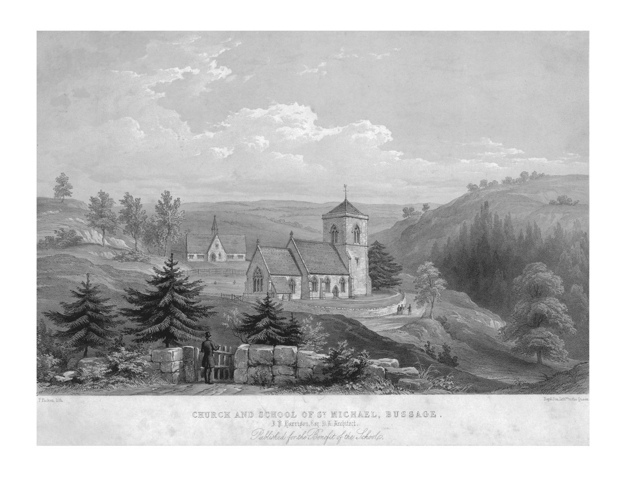 Chiesa e scuola di San Michele, Bussage, c1800 da Unbekannt