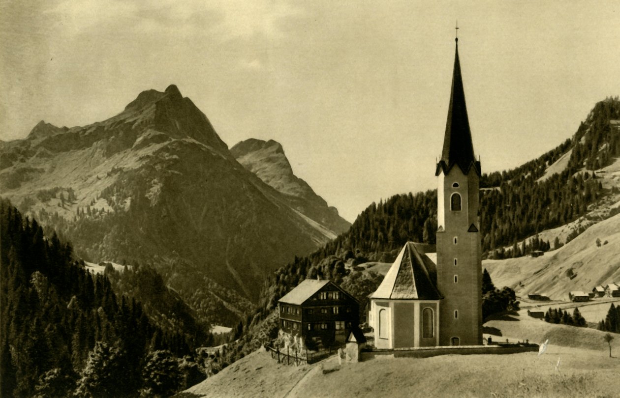 Chiesa a Schröcken, Bregenzerwald, Austria, c1935 da Unbekannt
