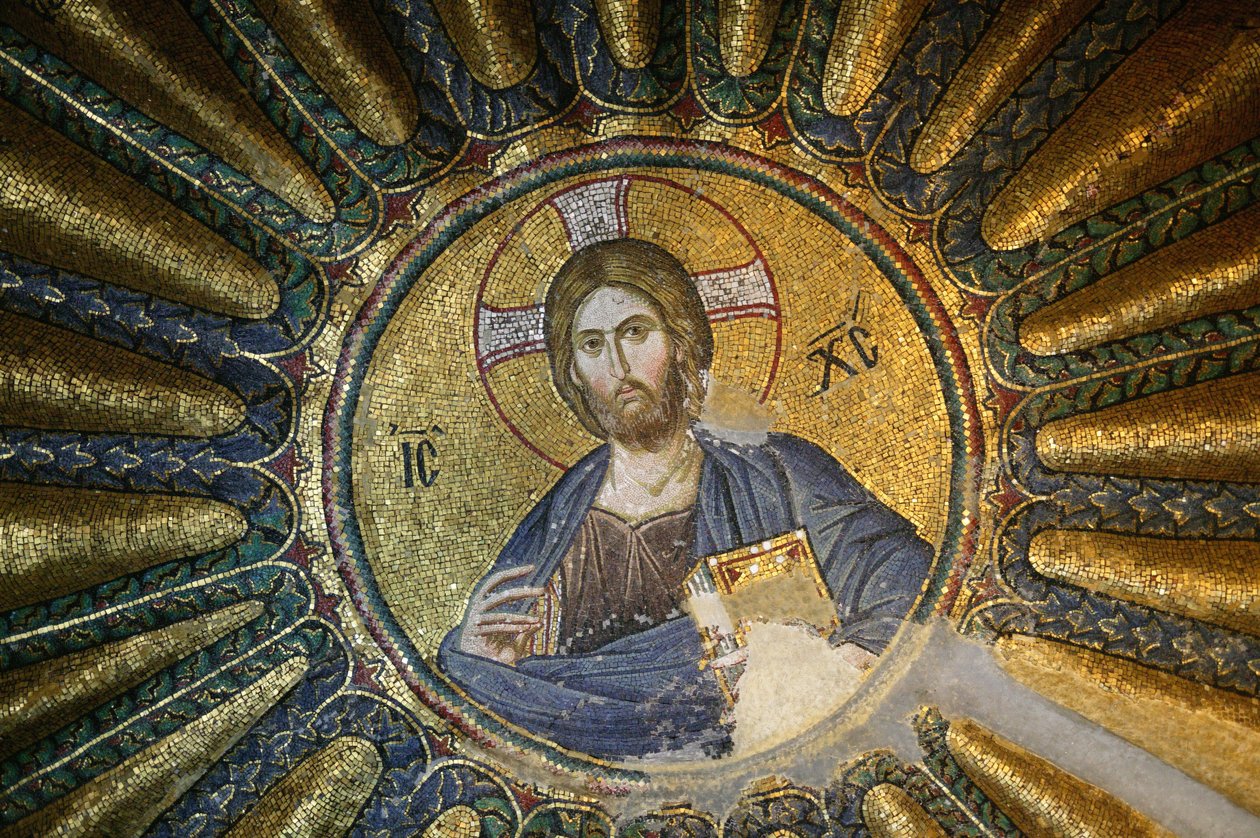 Chiesa di San Salvatore di Chora. Mosaico del tetto di Cristo Pantocratore (in gloria), Istanbul, Turchia da Unbekannt