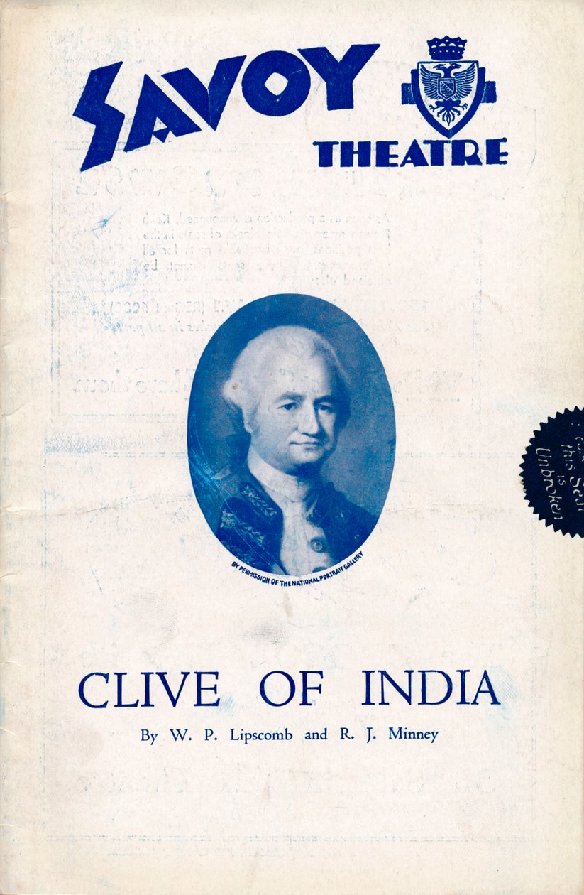 Programma di Clive of India per il Savoy Theatre, 1934 da Unbekannt