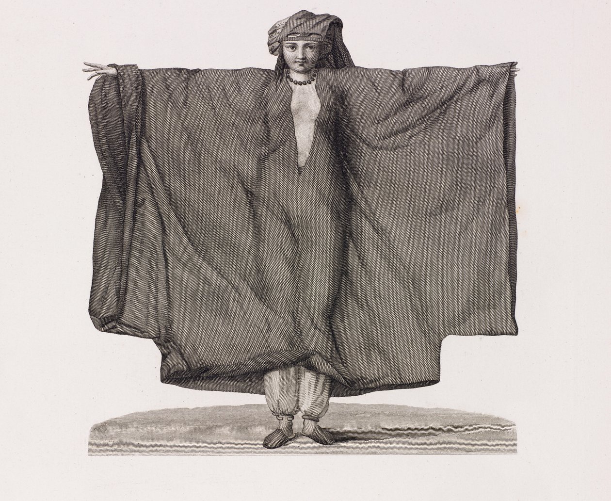 Illustrazione ravvicinata di una donna in un vestito di seta rossa da Unbekannt