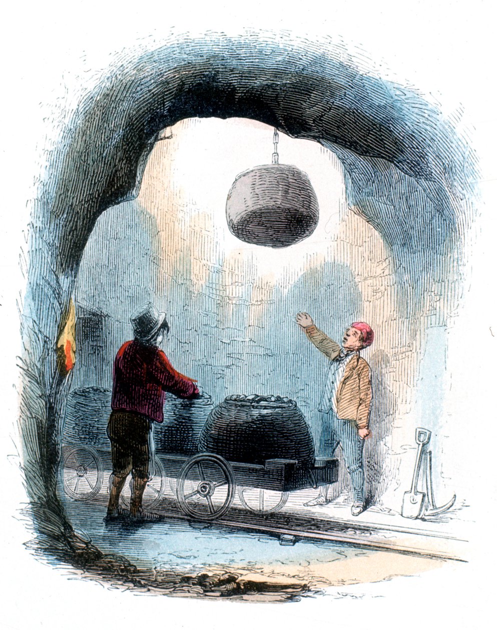 Estrazione del carbone: invio di ceste di carbone alla superficie di una miniera, 1852 da Unbekannt