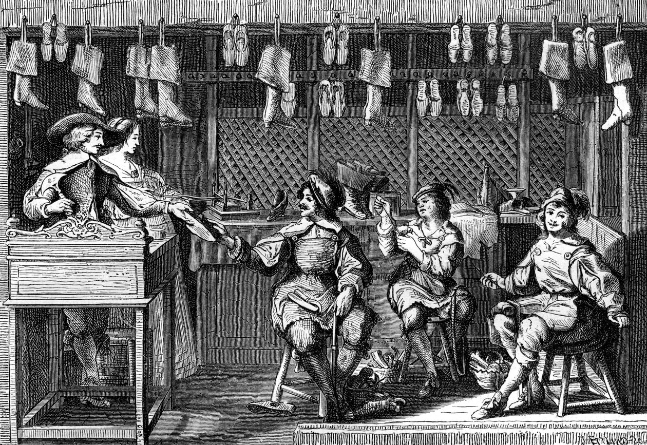 Bottega di calzolai al tempo di Luigi XIII di Francia, XVII secolo 1882-1884 da Unbekannt