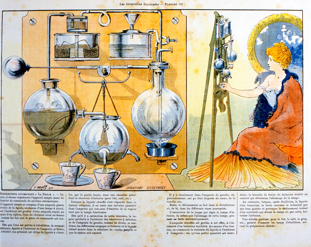Macchina per fare caffè o tè riscaldata da una piccola lampada a spirito, 1900 da Unbekannt
