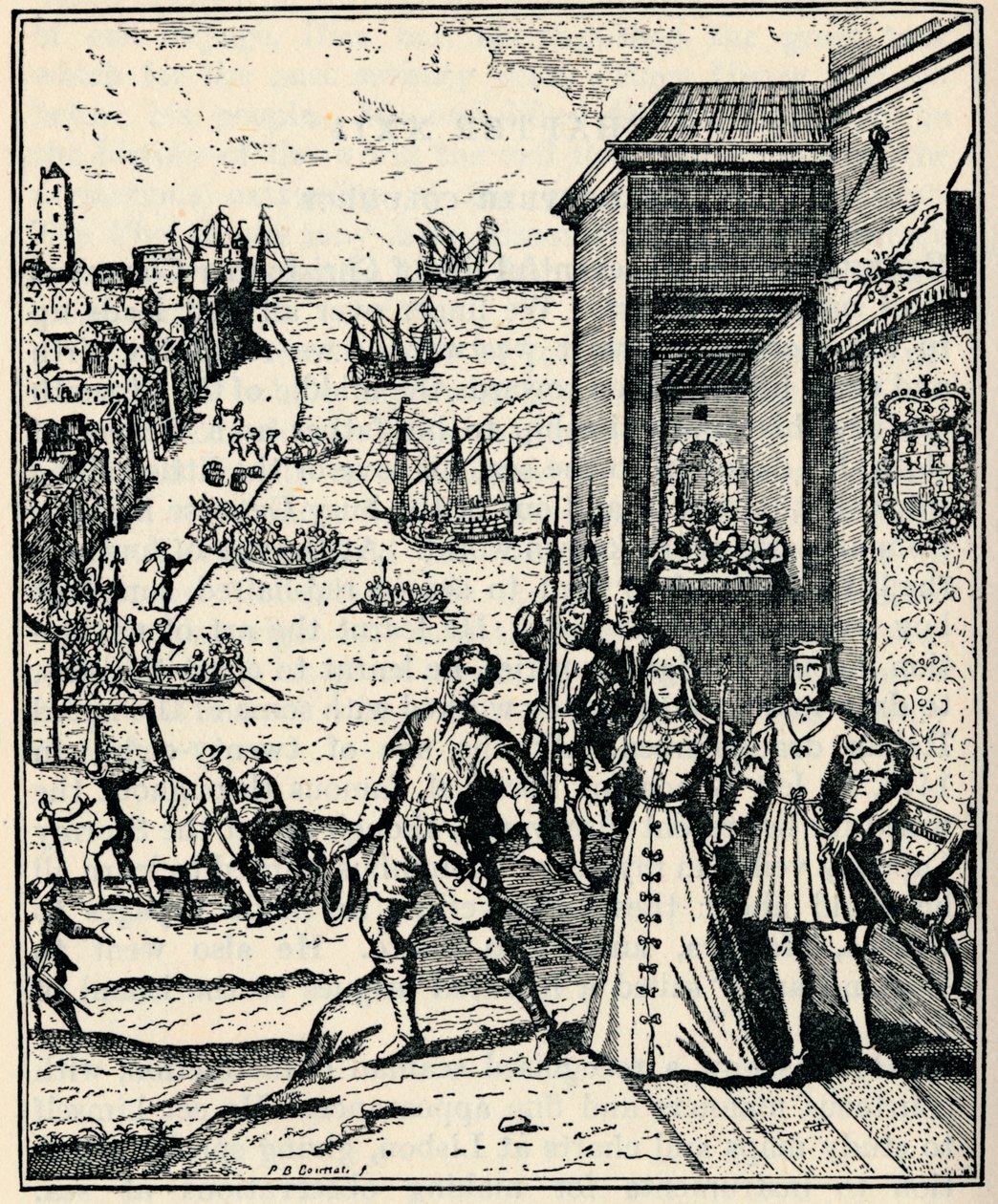 Colombo con Ferdinando e Isabella, 3 agosto 1492 da Unbekannt