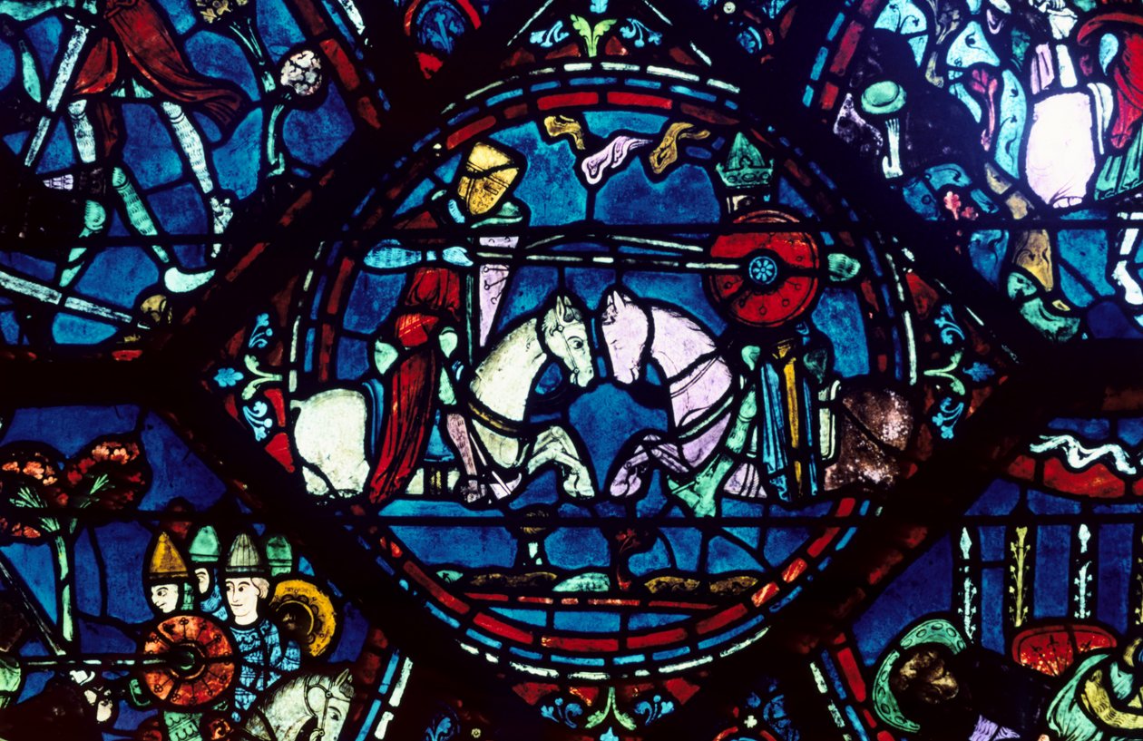 Combattimento tra Rolando e Re Marsilio, vetrata, Cattedrale di Chartres, Francia, 1194-1260 da Unbekannt