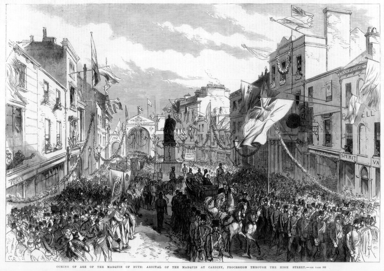 Maggiore età del Marchese di Bute, Cardiff, Galles, 1868 da Unbekannt