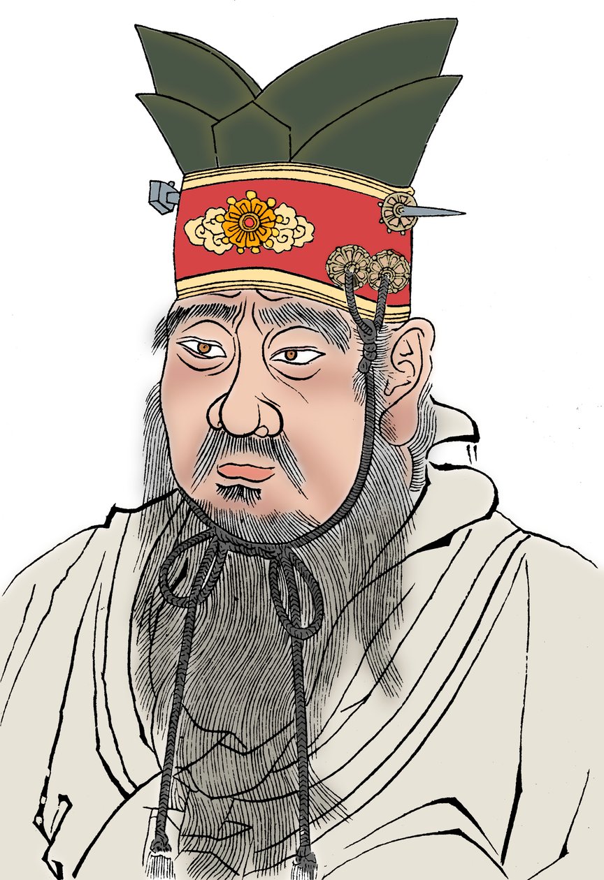 Confucio 551-479 a.C., filosofo cinese. Da un calco di una lastra di marmo in un tempio confuciano da Unbekannt