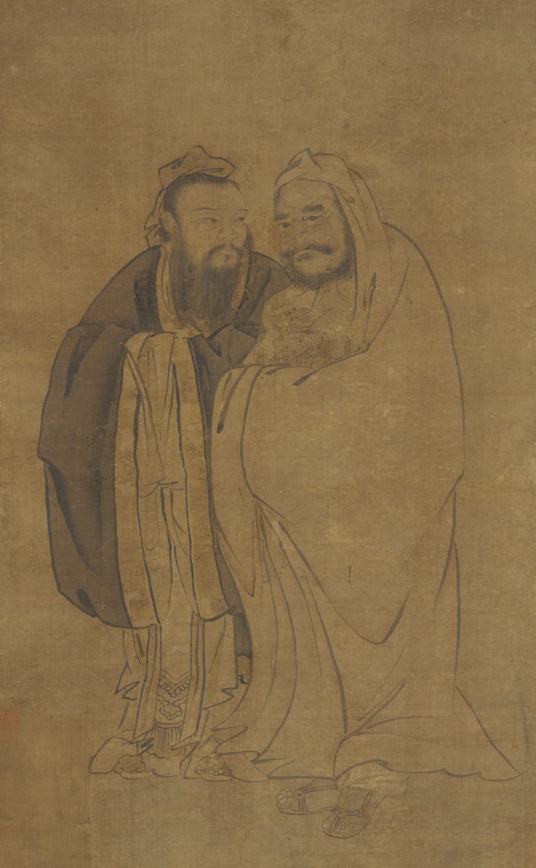 Confucio e Buddha che cullano un Qilin da Unbekannt