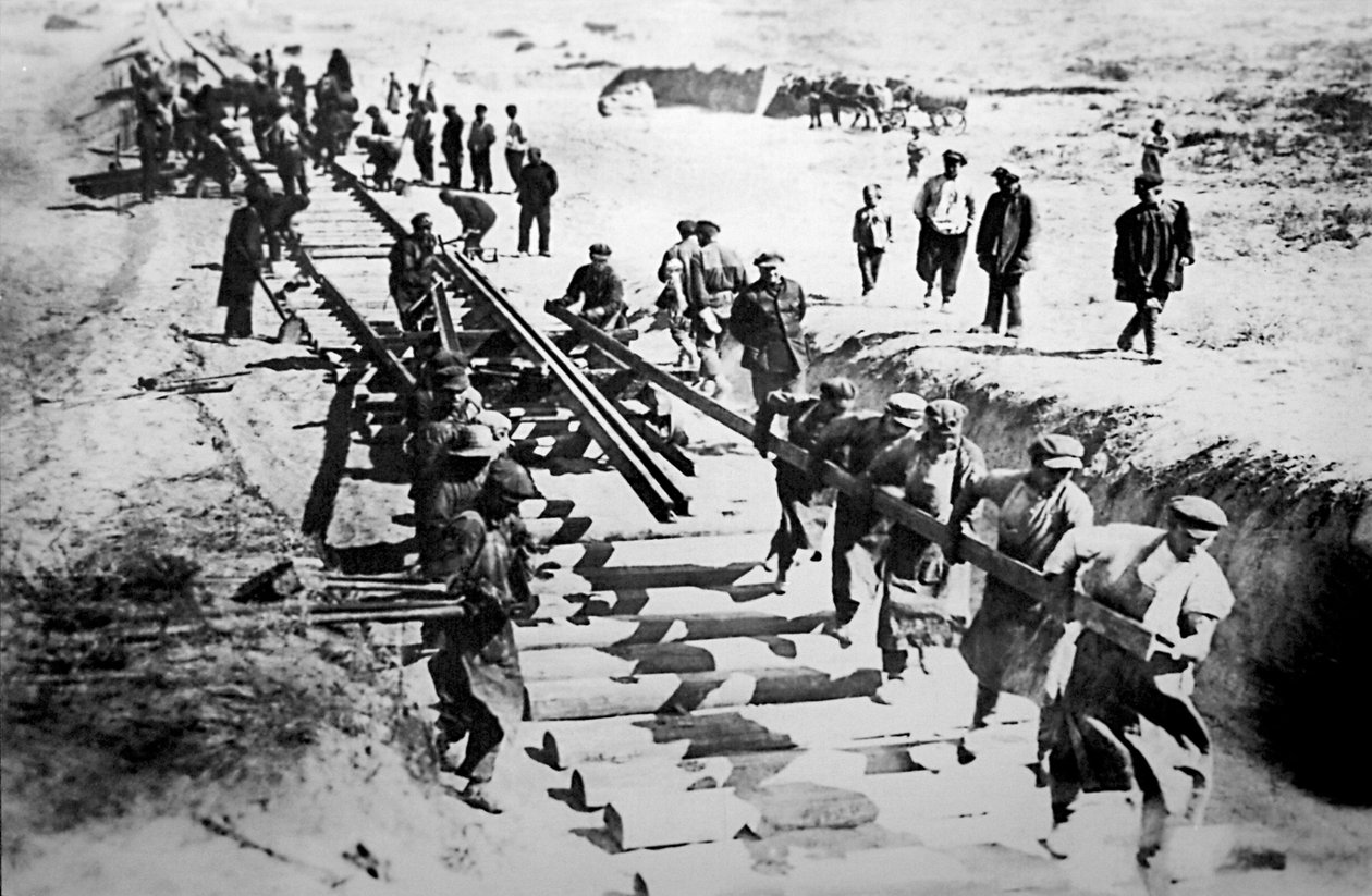 Lavori di costruzione sulla Ferrovia Transiberiana, URSS, 1929 da Unbekannt