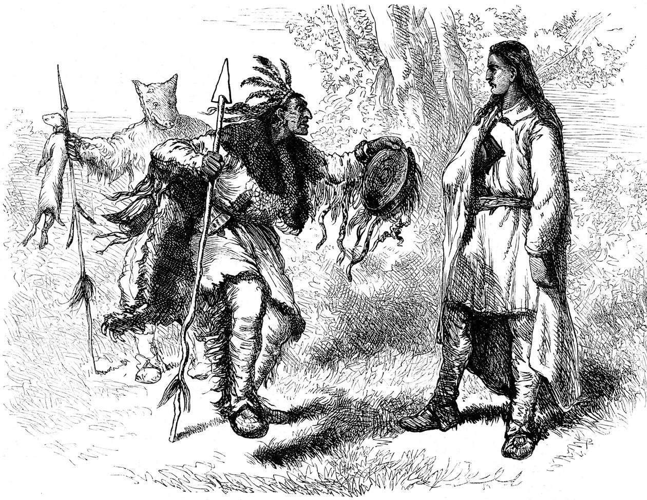 Nativo americano convertito e Powows, XVII secolo circa 1880 da Unbekannt