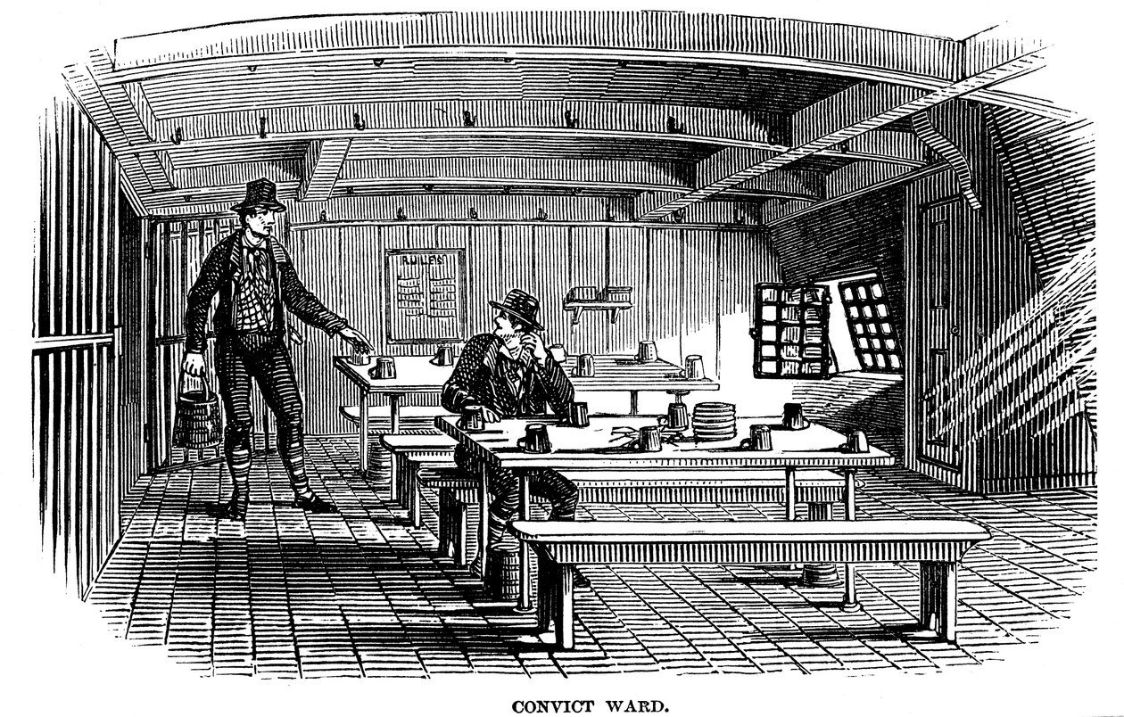 Reparto dei detenuti a bordo della nave prigione Warrior a Woolwich, Londra, 1848 da Unbekannt