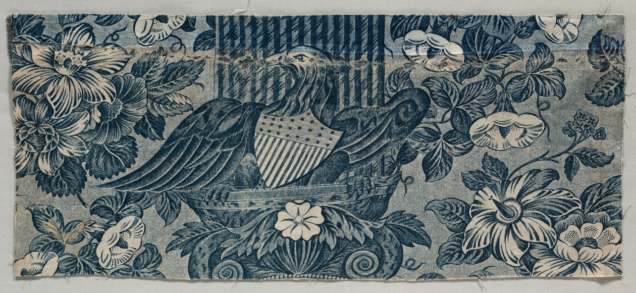 Frammento di cotone stampato a lastra con aquila americana, 1830 - 1840 da Unbekannt
